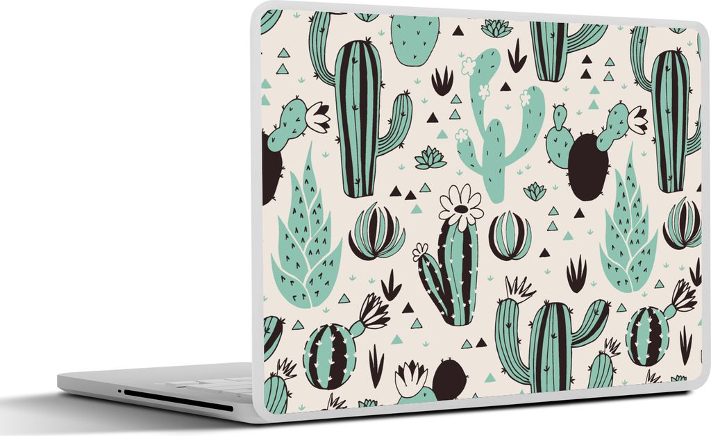 MuchoWow Laptop Aufkleber Sticker Cover Kaktus - Muster - Blumen 31x22.5 cm - Laptop-Deko