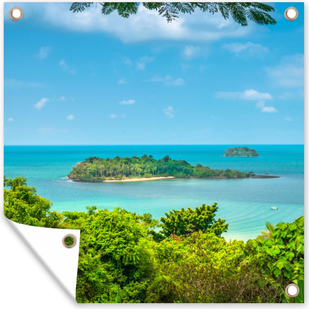 MuchoWow 100x100 cm Outdoor-Poster Gartendeko Sichtschutz Garten Poster für den Garten Klares Meer vor der Küste von Ko Chang