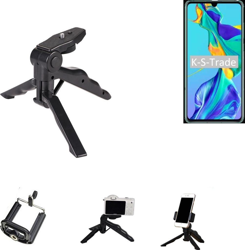 K-S-Trade Stativ Tisch-Ständer Dreibein Handy-Stativ Ständer kompatibel mit Huawei P30 Mini-Stativ Smartphone Tripod Handy-Stativ aus Plastik