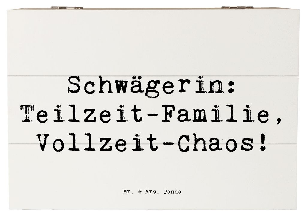 Mr. & Mrs. Panda Truhe Spruch Schwägerin Chaos 22 x 15 cm - Weiß - Geschenk, Verwandte, Familiengeschenke, Persönliche Geschenke, Schatulle, Sch...