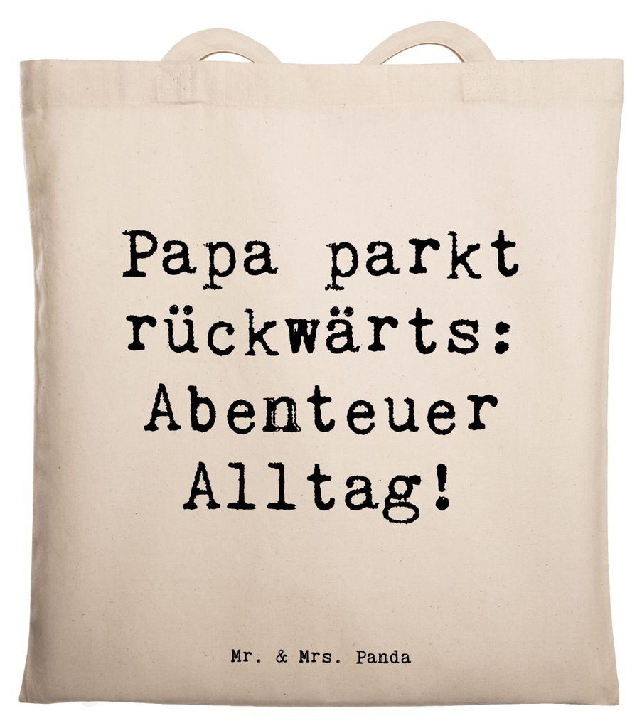 Mr. & Mrs. Panda Schultasche Spruch Vater Abenteuer - Transparent - Geschenk, Erziehung durch, Jutebeutel, Shopping Tasche, moderner, Tote Bag, Ver...