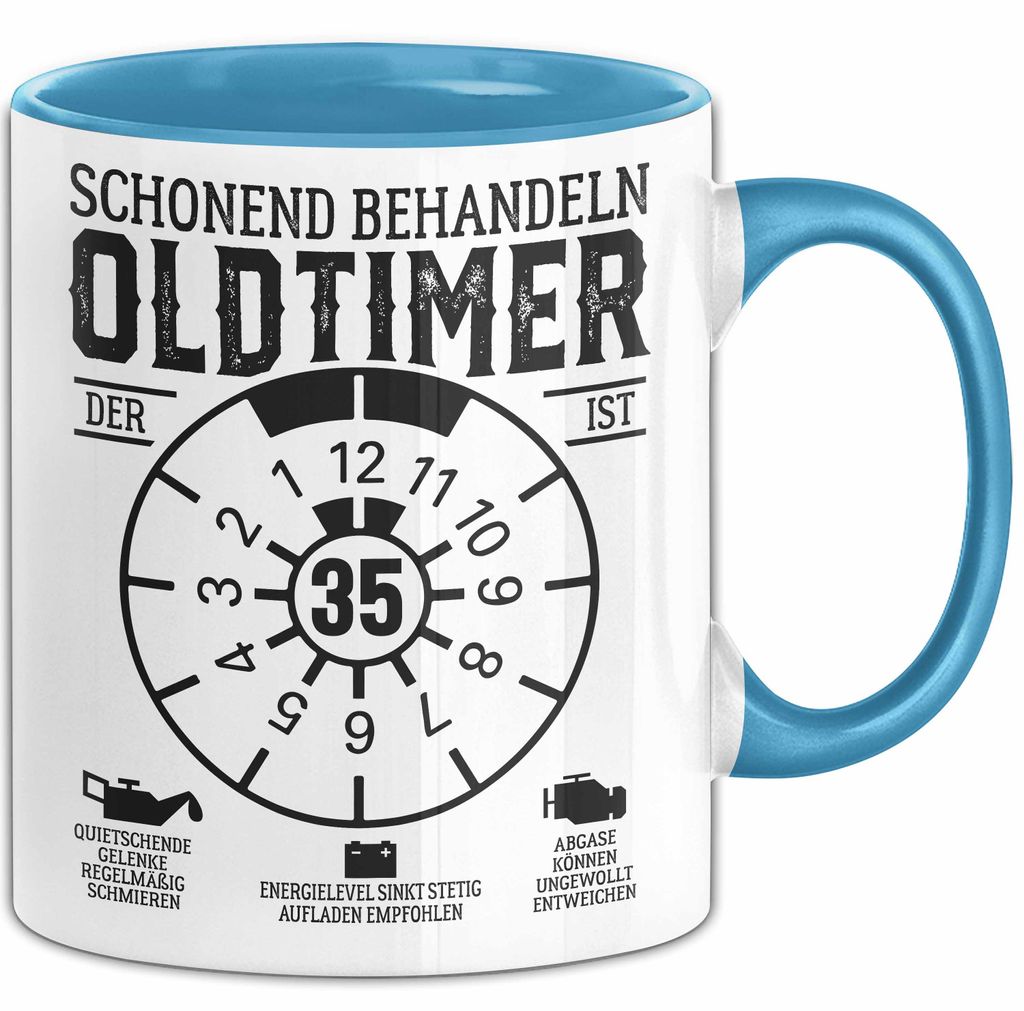 35. Geburtstag Tasse Geschenk Schonend Behandeln Oldtimer Der Ist 35 Geschenkidee Kaffee-Becher (Blau)