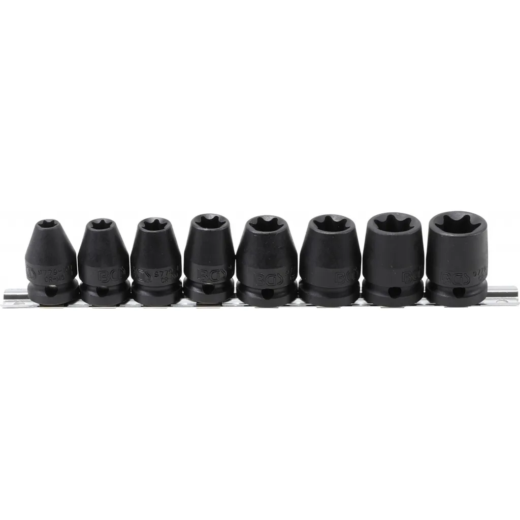 Coffret de douilles à chocs profil E 1/2 pour vis Torx mâle 8 pièces