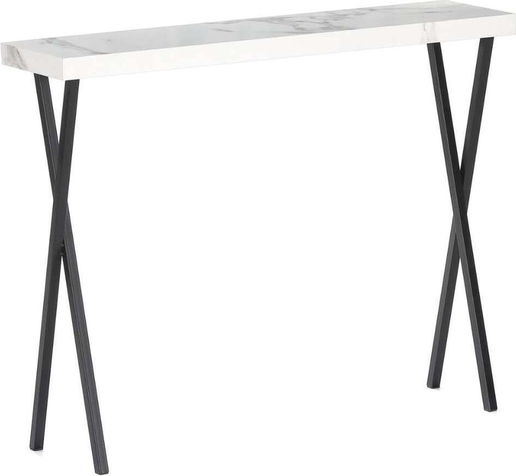 Moderner Konsolentisch TURIN 100cm weiss Marmor-Optik Metallgestell