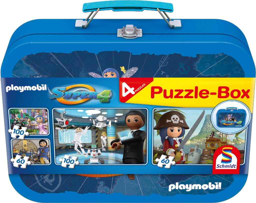 Super 4. Puzzle-Box, 2x60, 2x100 Teile im Metallkoffer