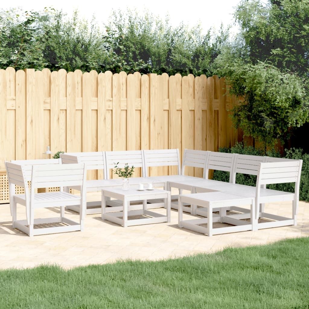 Maison Exclusive - 8-tlg. Garten-Lounge-Set Weiß Massivholz Kiefer