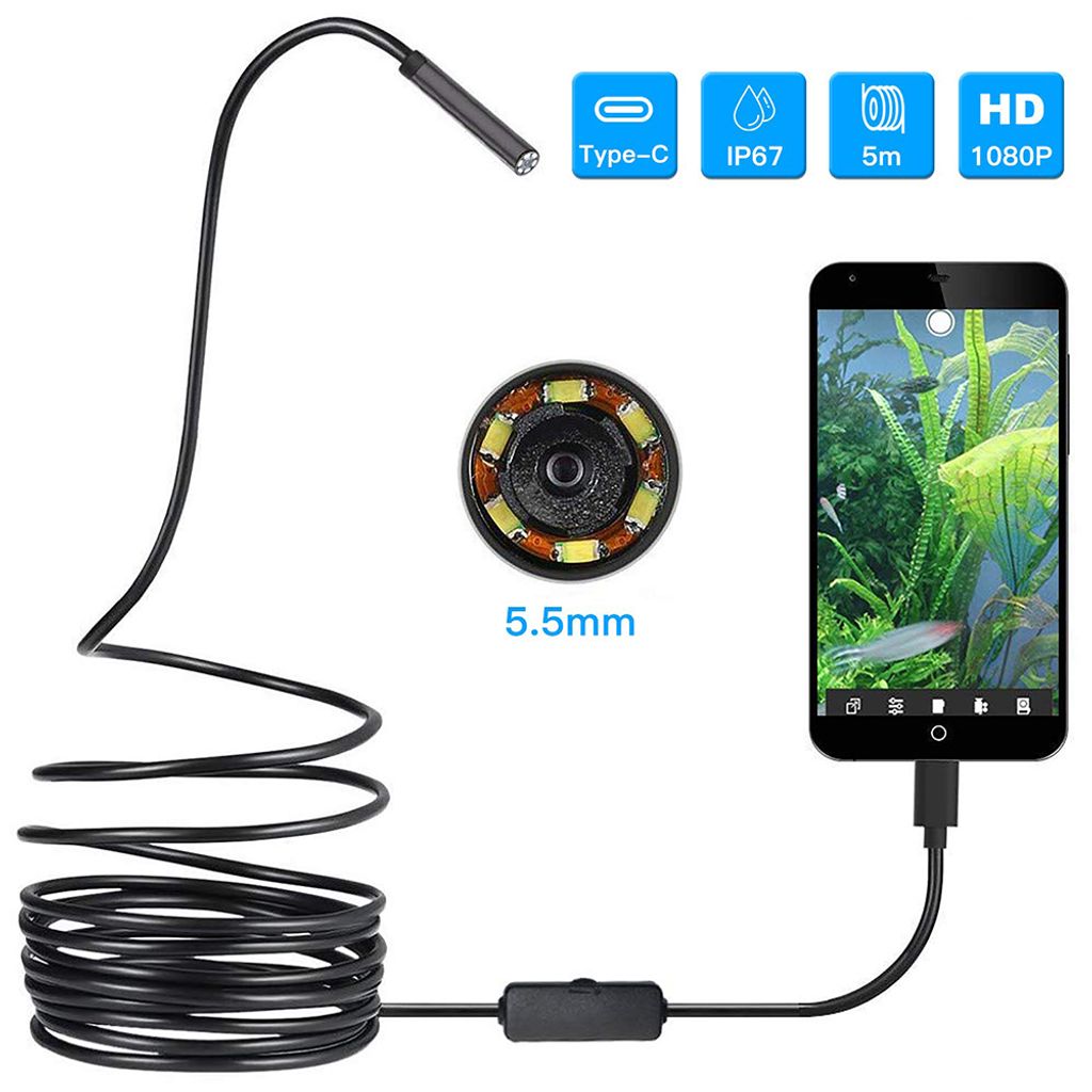 HD 2 IN 1 Inspektionskamera mit LED-Leuchten Auto Objektiv Android Endoskop 