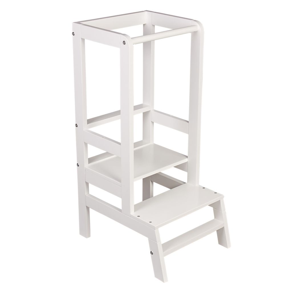 Lernturm "Step" aus Massivholz - Höhenverstellbar, Kippsicher, Montessori Learning Tower für Kinder 1-4 Jahre