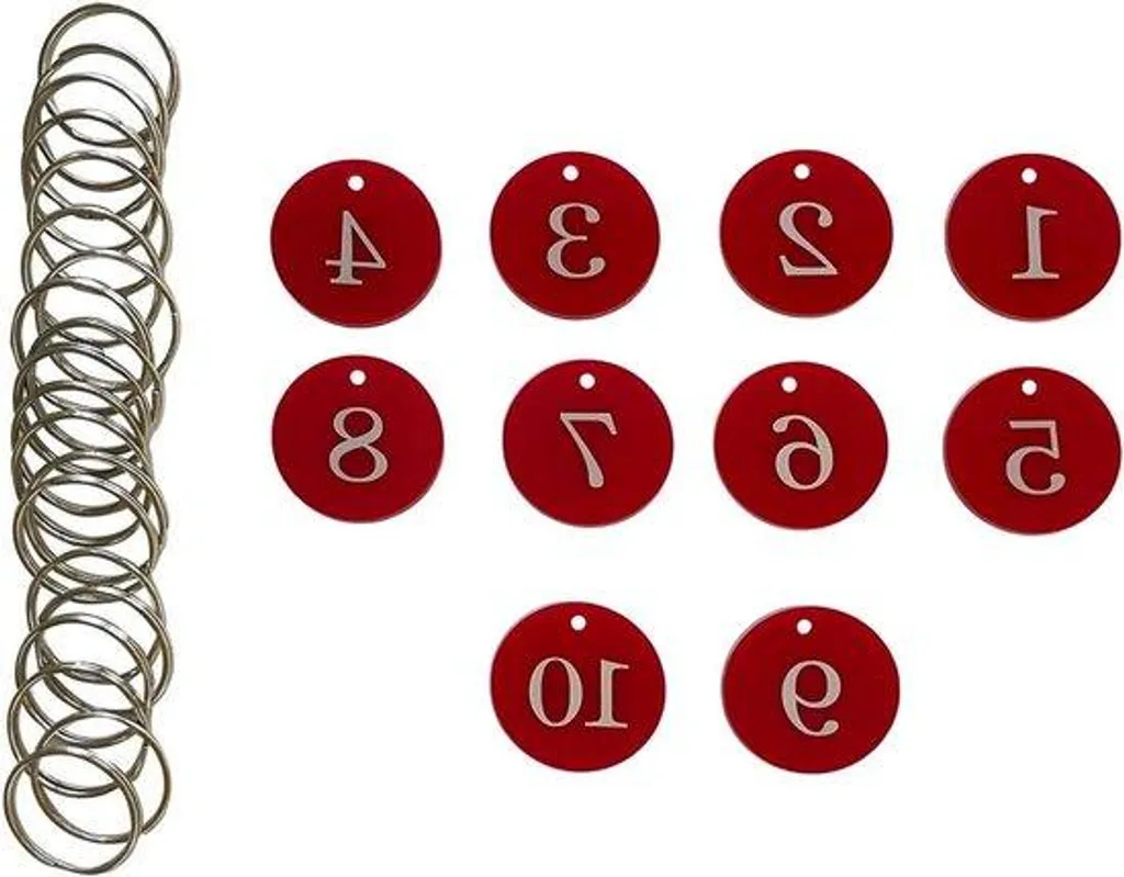 Étiquettes porte-clés rouges - Lot de 10 pièces pour organisation bureau