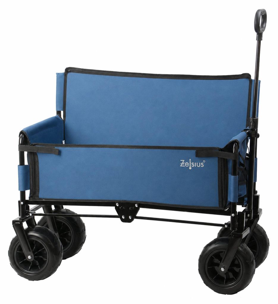 Zelsius Bollerwagen mit Sitzfunktion, Blau, 150 kg Produktbild 