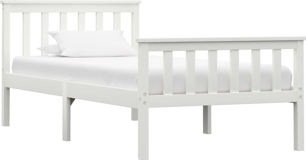 vidaXL Massivholzbett Weiß Kiefer 100x200 cm - Bettgestell - Bettgestelle - Bettrahmen - Einzelbett