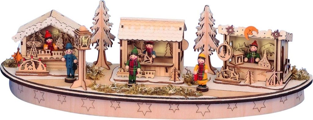 LED Weihnachtsmarkt Holz beleuchtet Produktbild 