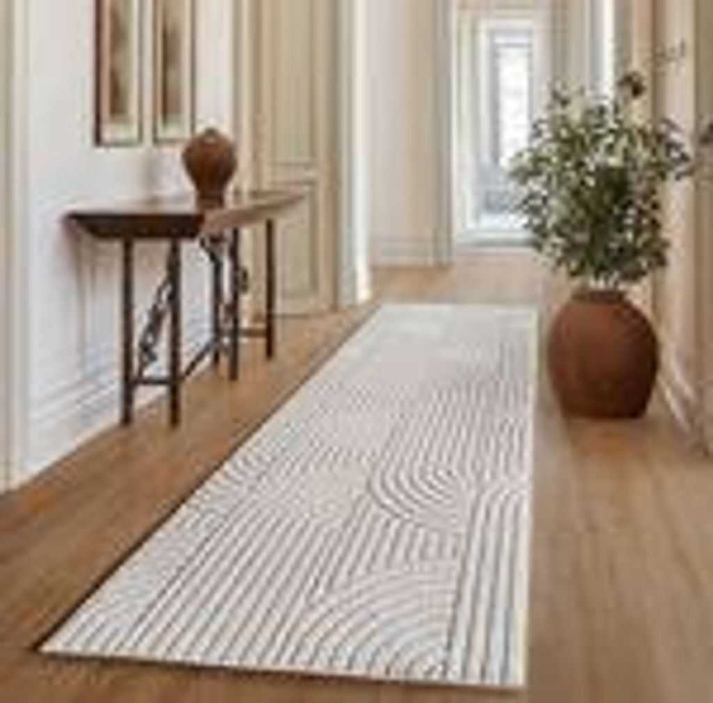 Bouclé Teppich für Wohnzimmer Schlafzimmer Büro weich pflegeleicht strapazierfähig vielseitig kombinierbar , Größe : 80 x 150 cm , Farbe : Cr...