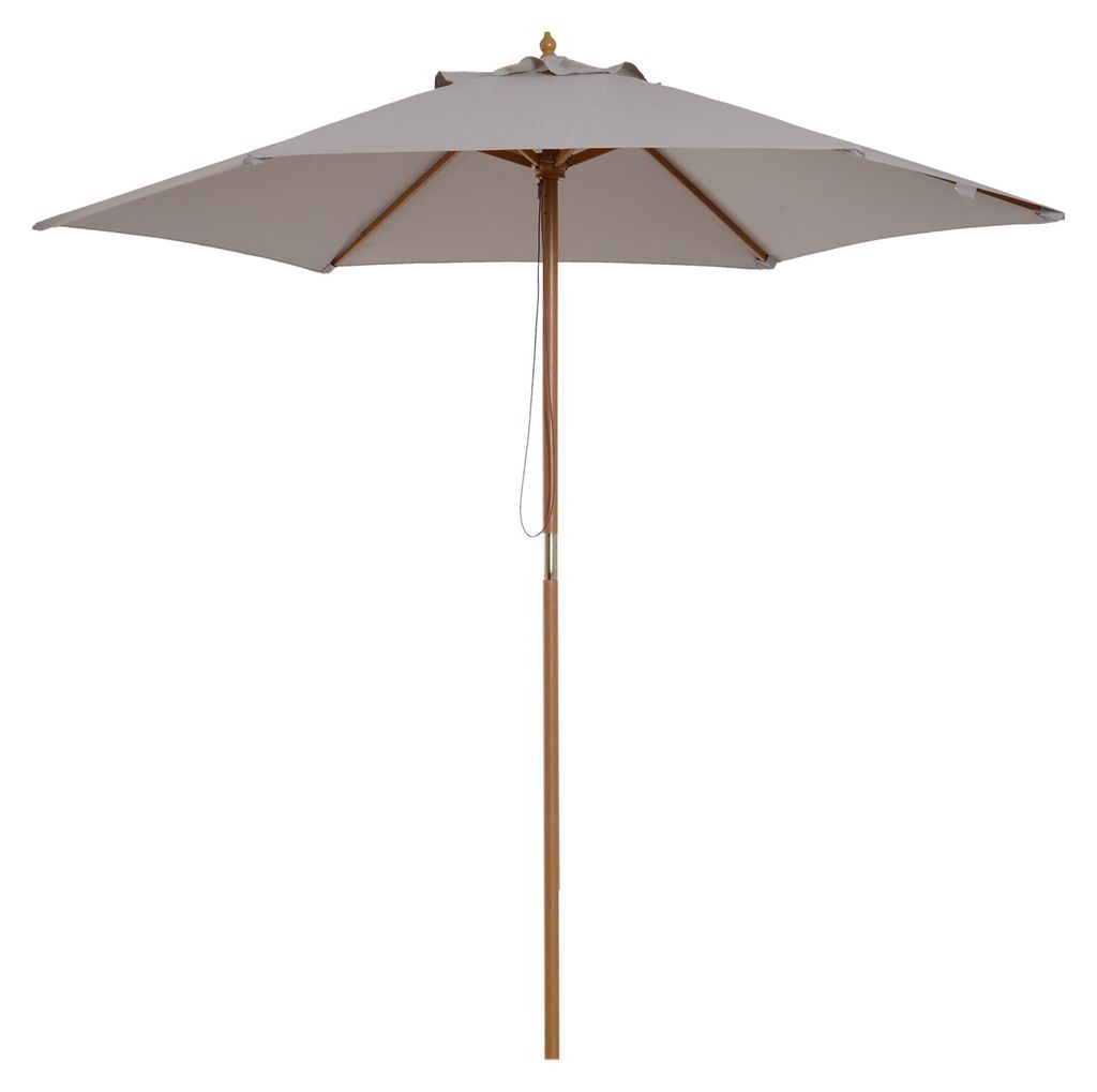 Sonnenschirm, Gartenschirm, 3-stufig, Sonnenschutz, Bambus 180/ O Polyester, Grau, ?2,5 x 2,3 m