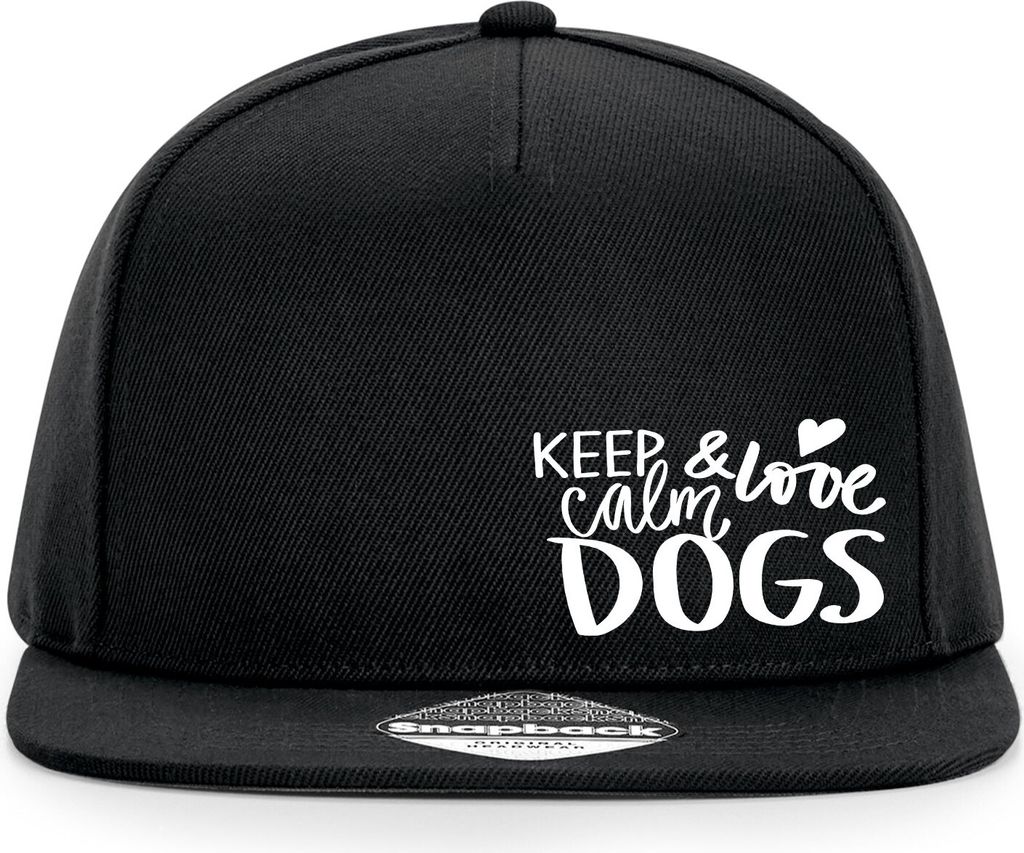 Huuraa Cappy Mütze Keep calm and love Dogs Black Polyester Snapback Kappe Geschenkidee