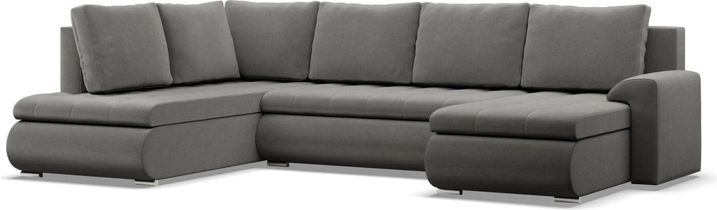 U-Sofa mit Schlaffunktion Foresta, Ottomane, Hellgrau