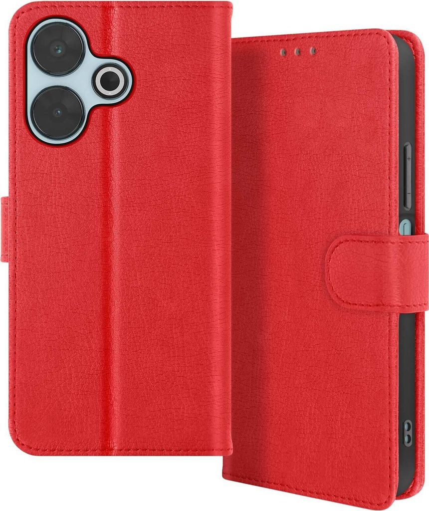 Avizar, Kunstlederetui mit Standfunktion Xiaomi Redmi 13, Rot