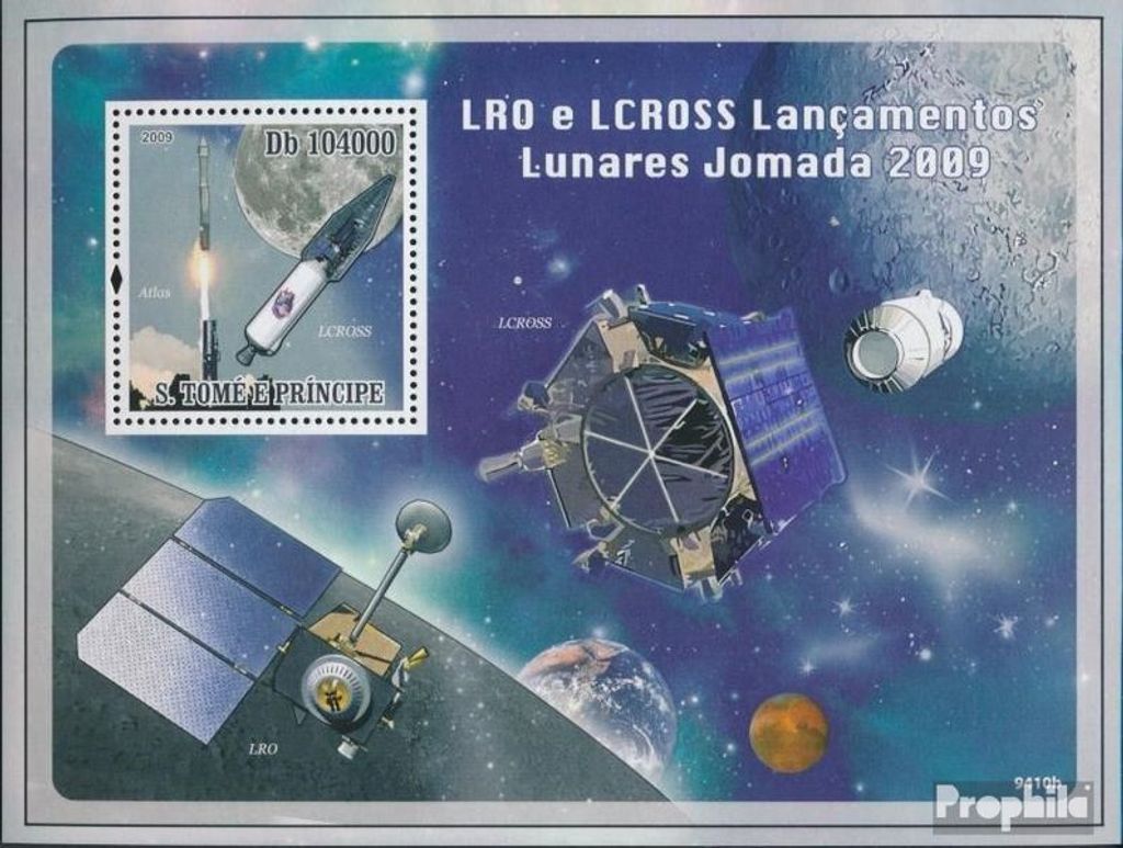 Briefmarken Sao Tome e Principe 2009 Mi Block 707 (kompl. Ausgabe) postfrisch LRO und LCROSS starten zum Mond