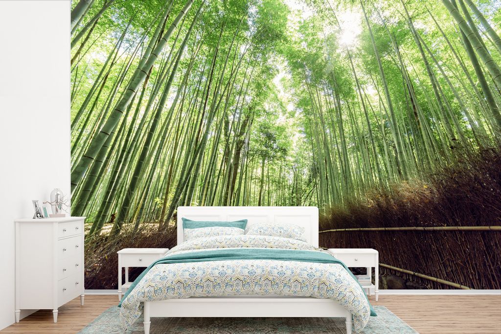 MuchoWow Fototapete für Wohnzimmer oder Schlafzimmer Wandtapete Vinyl Motivtapete Bambushain in Arashiyama Japan - 390x260 cm - Papiertapete