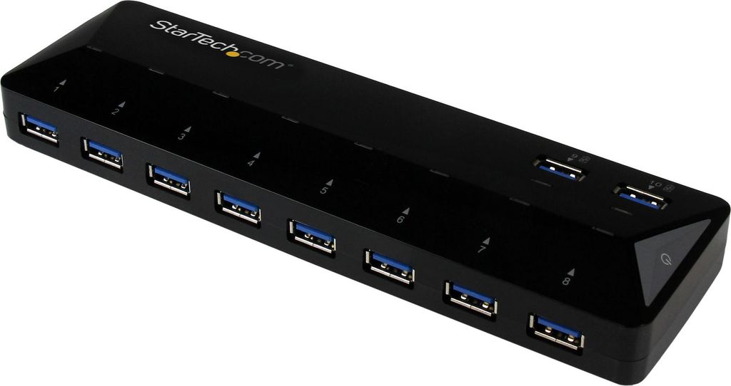 StarTech.com 10 Port USB 3.0 Hub mit Lade- und Sync Port - 5Gbps - 2 x 1,5A Ports, USB 3.2 Gen 1 (3.1 Gen 1) Type-B, USB 3.2 Gen 1 (3.1 Gen 1) Type...