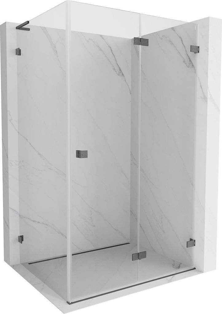 Mexen Lunar-F L Falt-Duschkabine rechts 95 x 70 cm, transparent, gebürstetes Gun Gray - 836L-095-070-66-00-P