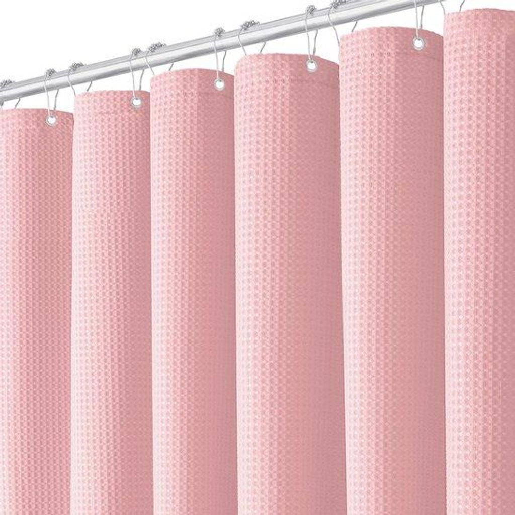 Unyqoos Stilvoller wasserabweisender Duschvorhang im rosa Waffelmuster mit gewichtetem Saum, 180x200 cm