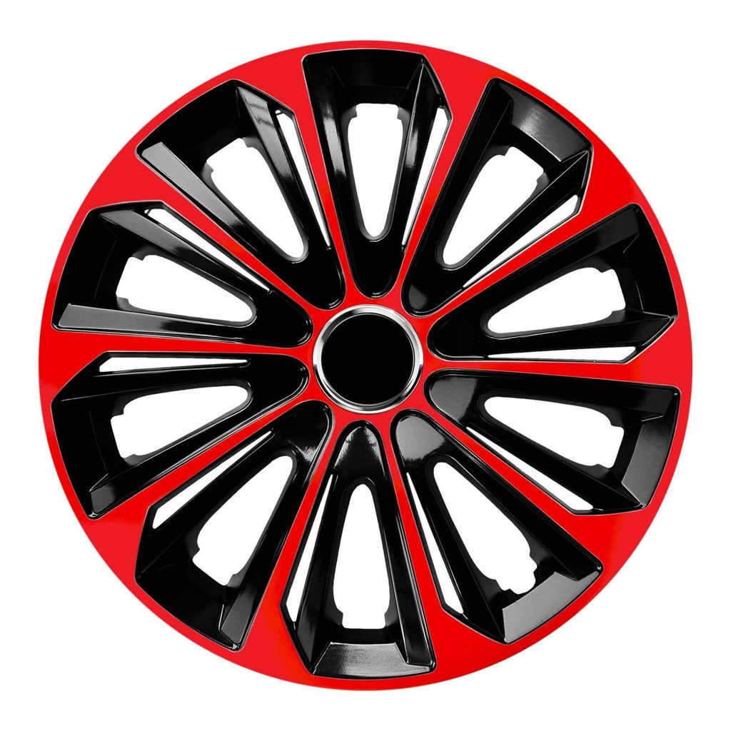 4x Radblenden schwarz rot 15" Radzierblenden 15 Zoll schwarz rot Stig Extra NRM 