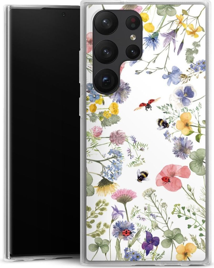 DeinDesign Handyhülle für Samsung Galaxy S23 Ultra Silikon Hülle Case Smartphone Schutzhülle Biene Blumen Muster