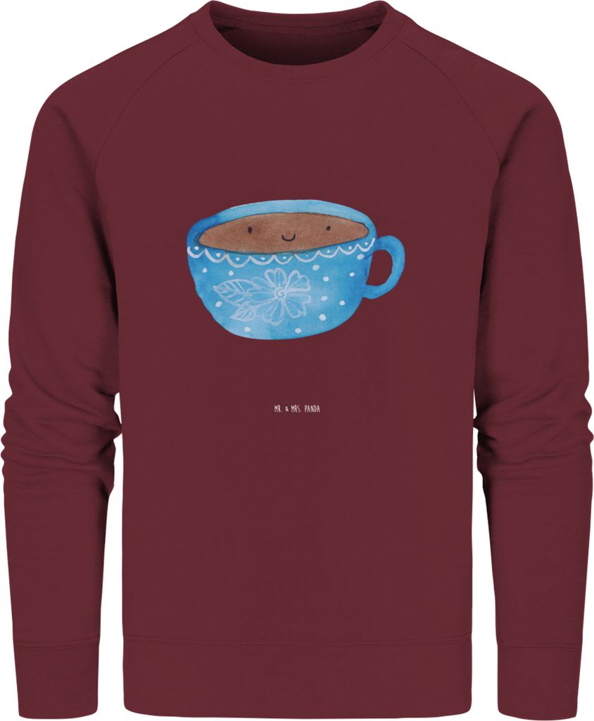 Mr. & Mrs. Panda Bio Baumwoll Pullover Kaffee Tasse Größe XS - Burgundy - Geschenk, Sweater, Lustige Sprüche, Sweatshirt, Genuss, Pulli, Glückl...