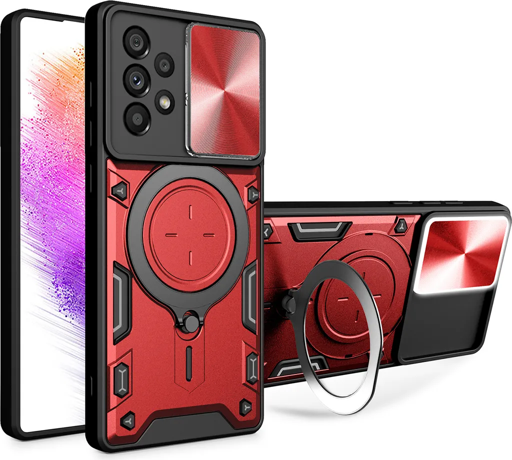 Cover Outdoor Samsung A73 5G Rossa - Resistente con Supporto Magnetico