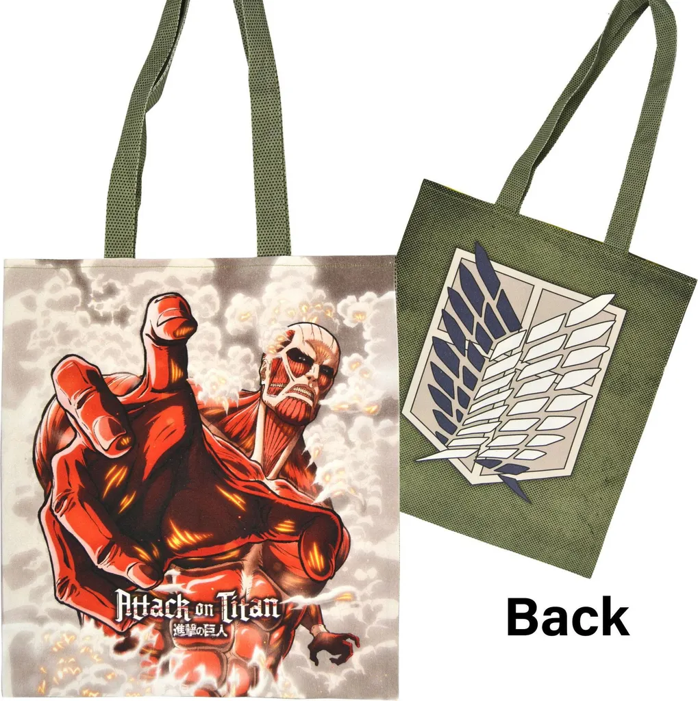Grand Tote Bag Attack on Titan Titan Colossal en Toile Réutilisable Noir