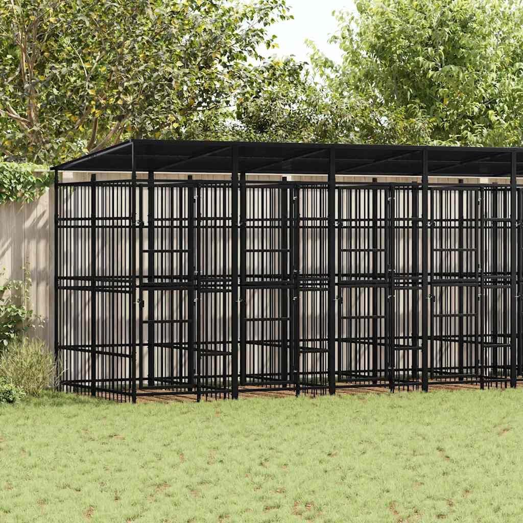"im Angebot" Outdoor-Hundezwinger mit Dach Stahl 14,75 m² - Sonstiges Hundezubehör CC3508