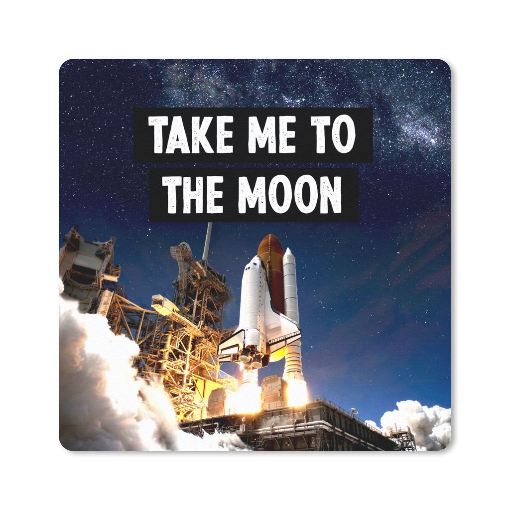 MuchoWow Mauspad Mousepad Rakete - Zitate - 'Bring mich zum Mond' - Sprichwörter - Jungen - Kinder - Kinder 30x30 cm - Mousepads - Maus Mat - Pa...