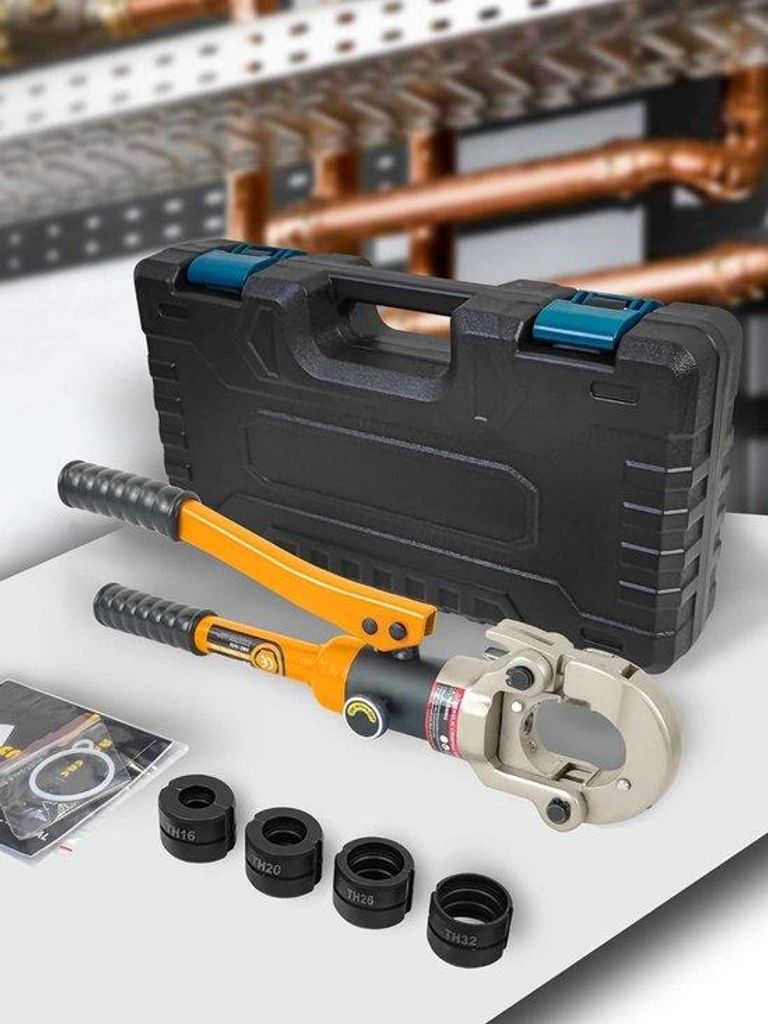 Hydraulische Krimptang für Wasserleitungsanlagen - Krimptang mit pressfähigem Becken für Wasserleitungen und TH - Krimptang für professionellen...