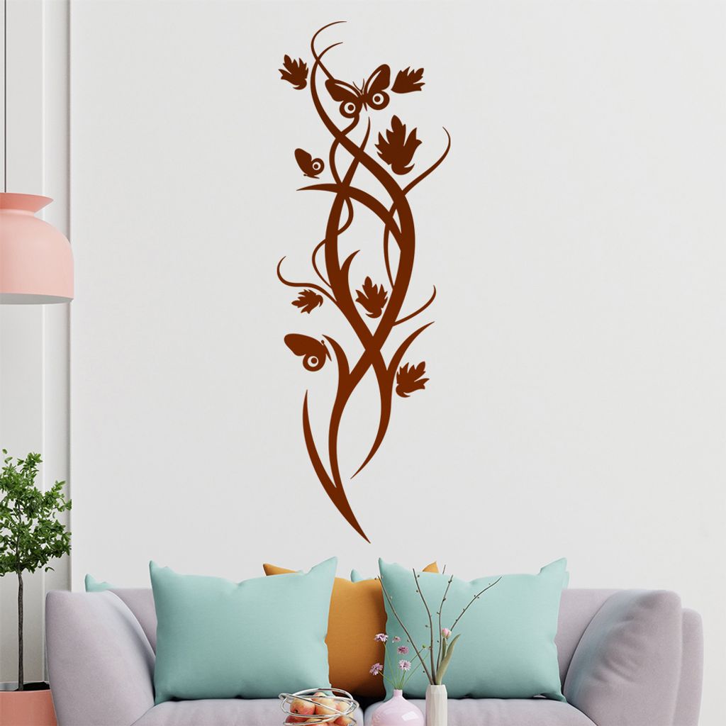 Falter Schmetterling Blüte Wandtattoo in 6 Größen - Wandaufkleber Wall Sticker - Dekoration, Küche, Wohnzimmer, Schlafzimmer, Badezimmer