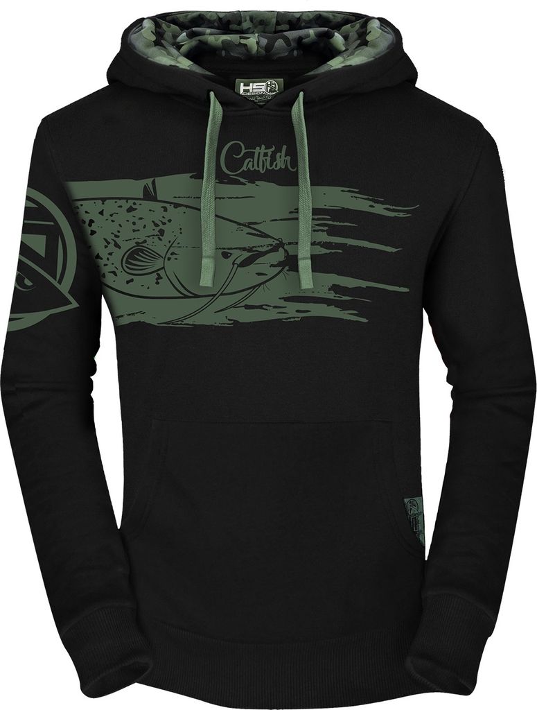 HOTSPOT DESIGN Hoodie, XL, schwarz, Catfish, mit Tarndetail, 010301304