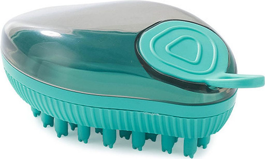 Silikon Hunde Badebürste, Waschbürste für Hunde mit Shampoospender, Haustier Silikon Badebürste, Massagebürste für Hundedusche (Dunkelgrün)