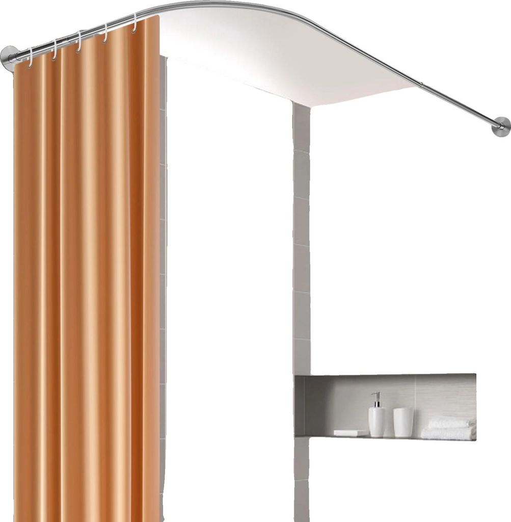Duschvorhangstange, 201 Edelstahl, verstellbare Abmessungen 72-95x90-130cm, Wandmontage, max. Belastung 8kg, leicht 1.35kg