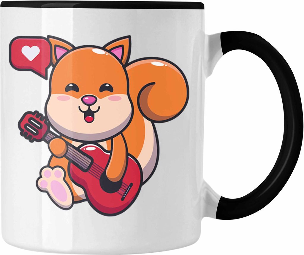 Trendation - Eichhörnchen Tasse Geschenk Grafik für Eichhörnchen Liebhaber Geschenkidee Lustige Tasse (Schwarz)