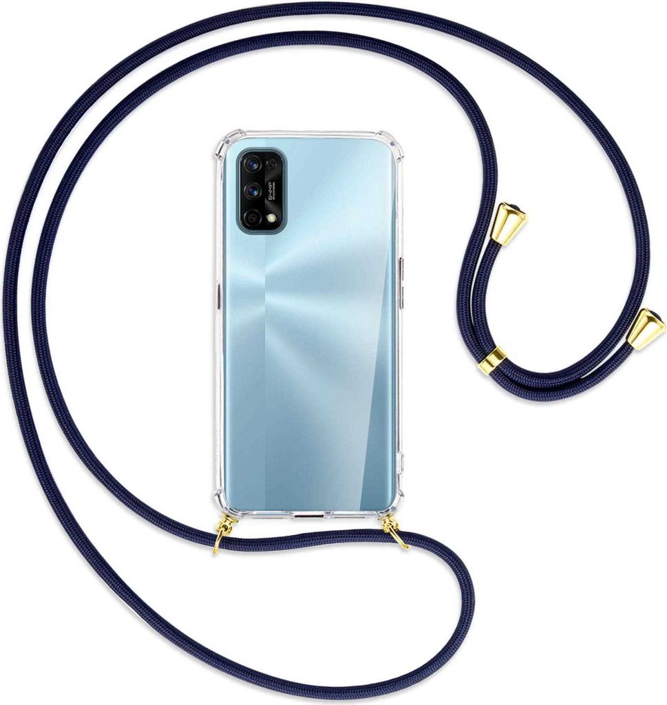 Handykette Backcover-Schutzhülle mit Band (Metall goldfarben) für Realme 7 Pro - dunkelblau