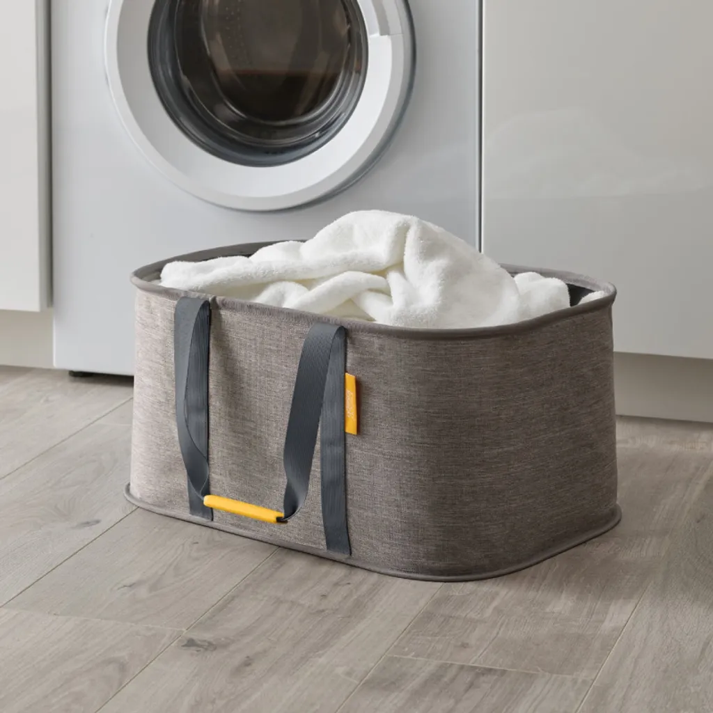 Sac à linge pliable 35L gris idéal pour petits espaces et appartements
