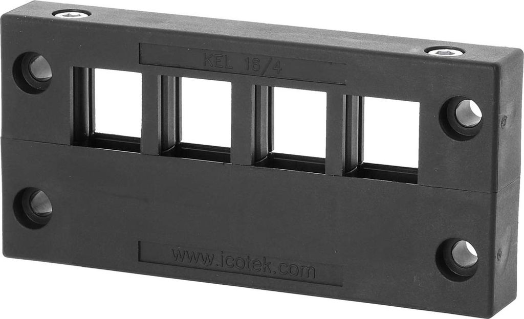 icotek Kabeleinführungsleiste KEL16/04 für Kabeltüllen 4x klein Montageausschnitt 86,0mm x 36,0mm - 1 Stück