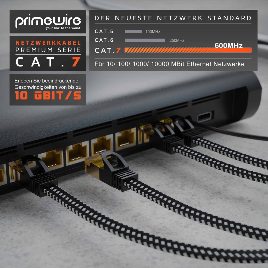 Primewire Flachbandpatchkabel CAT 7 mit Baumwollummantelung Produktbild 6