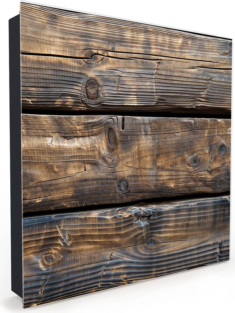 Nachbildung-Schlüsselkasten, Magnetpinnwand und Memoboard mit Glasfront Motiv Alte Holzbohlen