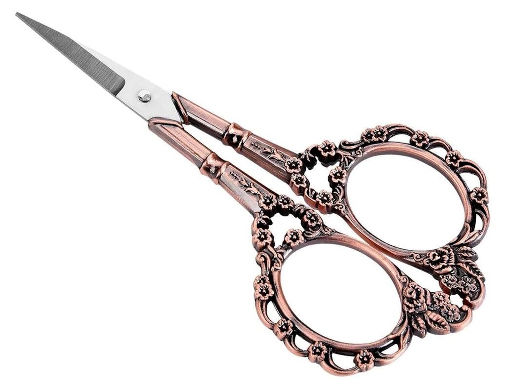 Edelstahl Schneiderschere in Rot mit scharfer Spitze für DIY und Kunsthandwerk, geschnitztes Pflaumen-Design