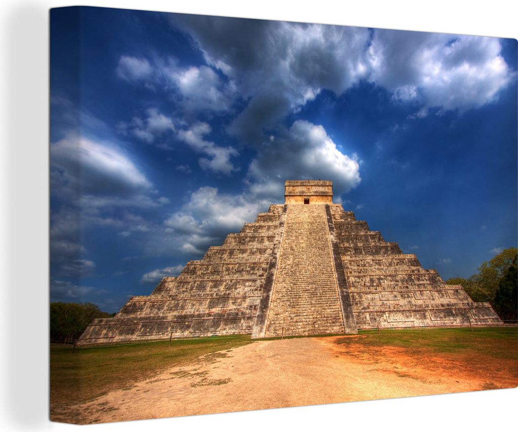 OneMillionCanvasses - Leinwandbilder - 140x90 cm, Maya-Pyramide von Kukulkan in Chichén Itzá in Mexiko, Wandbilder Kunstdruck Wanddekoration - ...