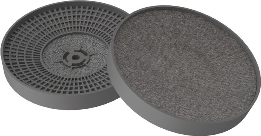 Two carbon filters for a range hood, shown from a diagonal angle.