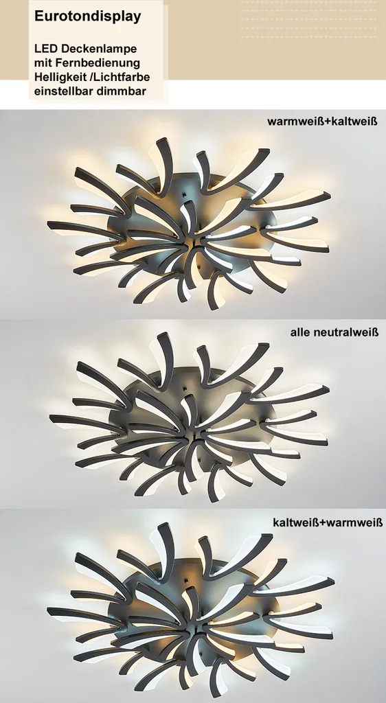 Lampada Soffitto LED 90cm Nera Dimmerabile XW062-9 per Salotto - 4