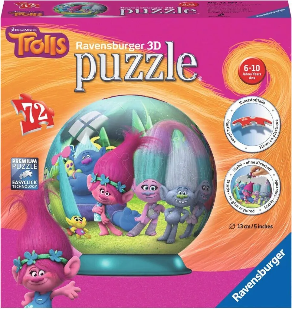 Puzzle 3D Trolls 72 pièces avec Technologie EasyClick Ravensburger