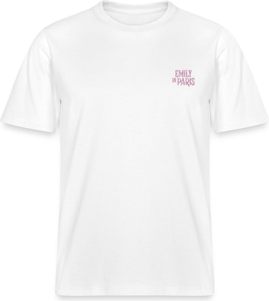 Spreadshirt Emily In Paris Offizielles Logo Als Stick-Design Relaxed Fit Uni T-Shirt, XXL, Weiß